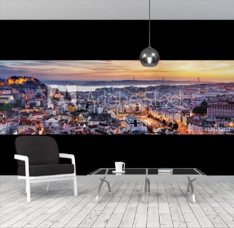 Picture of Panorama of Lisbon at night Portugal
